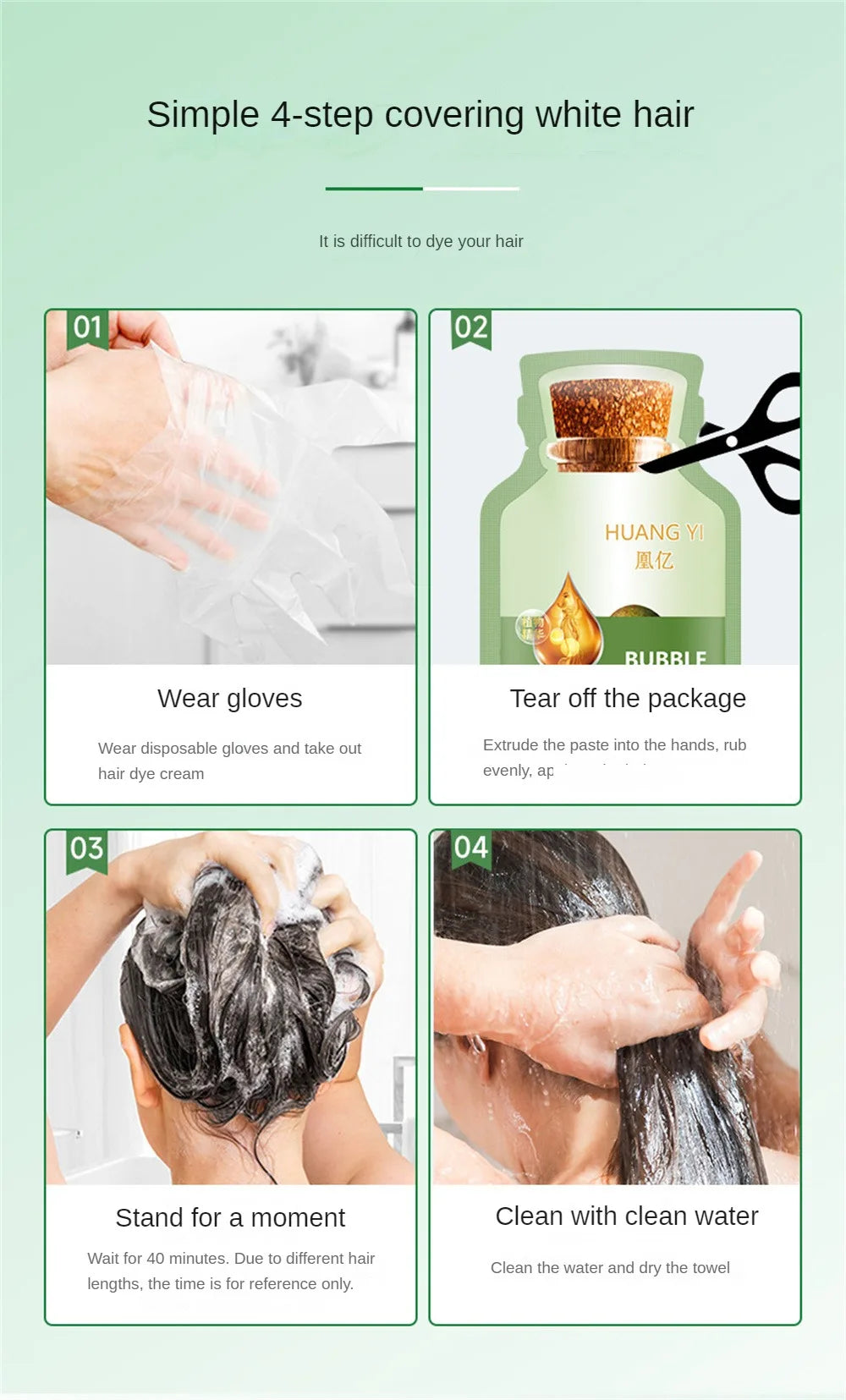 Natural Hair Dye Shampoo Gray White Hair Cover