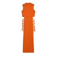 Criss Cross Cut Out Dress, Sexy Bodycon Mock Neck Sleeveless Dress, Women's Clothing