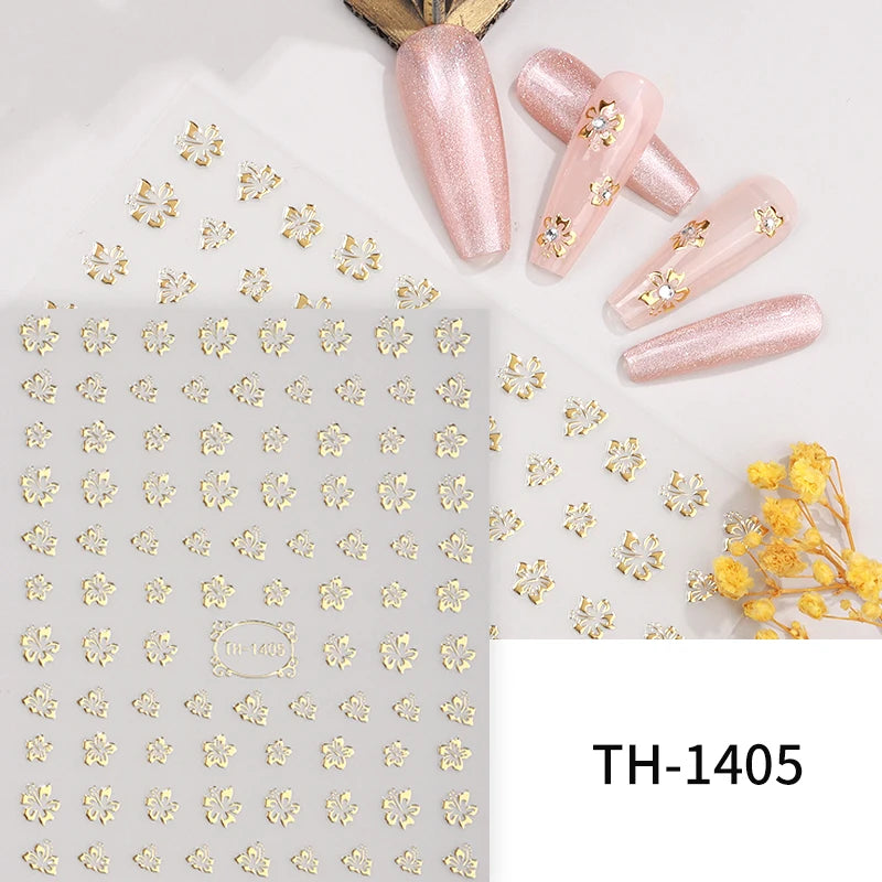 3D Laser Sakura Flower Nail Sticker