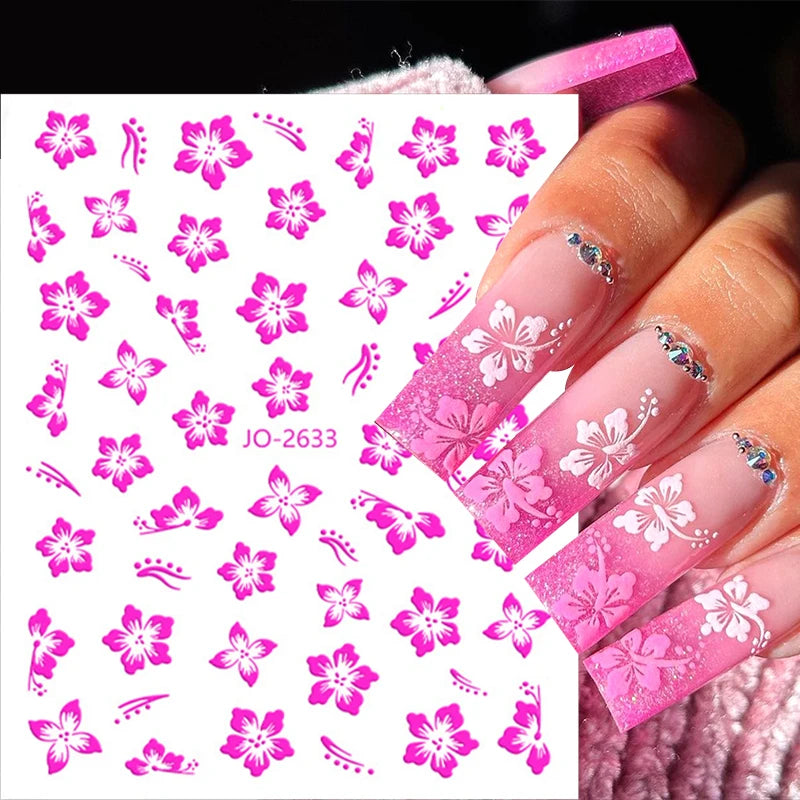 3D Laser Sakura Flower Nail Sticker