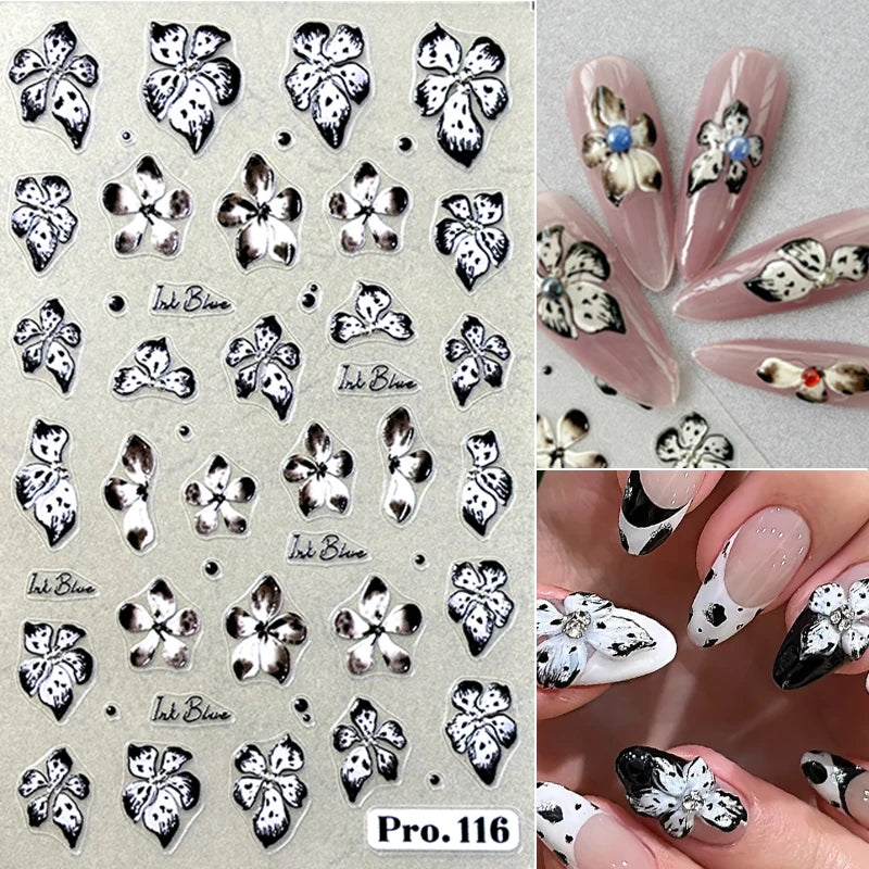 3D Laser Sakura Flower Nail Sticker