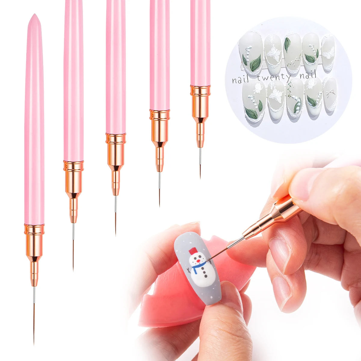 5pcs Nail Art Liner Brush Set UV Gel