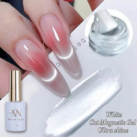 Glass Cat Magnet White Nails