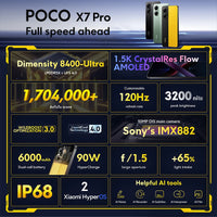 【World Premiere】POCO X7 Pro Global Version Smartphone 256GB / 512GB Dimensity 8400-Ultra 90W Charge 6000mAh battery IP68 NFC 5G