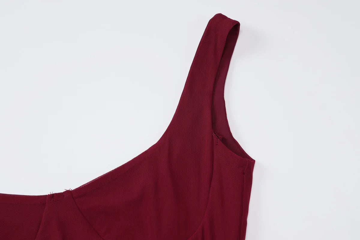 Dulzura Sleeveless Mesh Sheer Patchwork Maxi Dress Sexy Elegant Long Dress Prom Evening Party Clubwear Autumn Winter Outfit