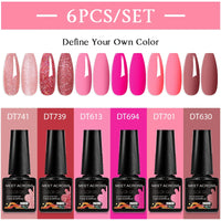 Sparkly Red Pink Gel Nail Polish Glitter Semi Permanent