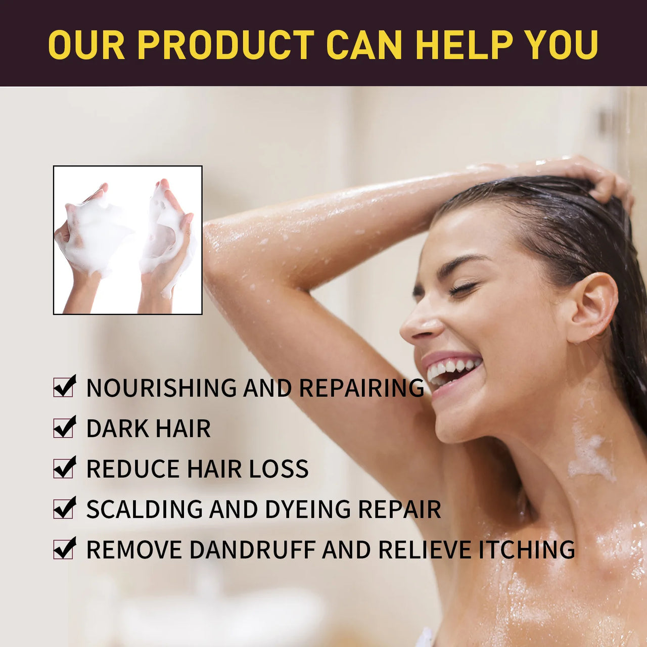 Hair Dye Shampoo 3in1 Darkening Hairs Instant Gray To Black