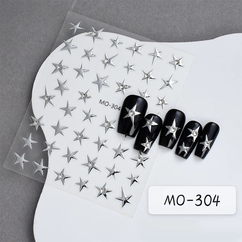 3D Laser Sakura Flower Nail Sticker