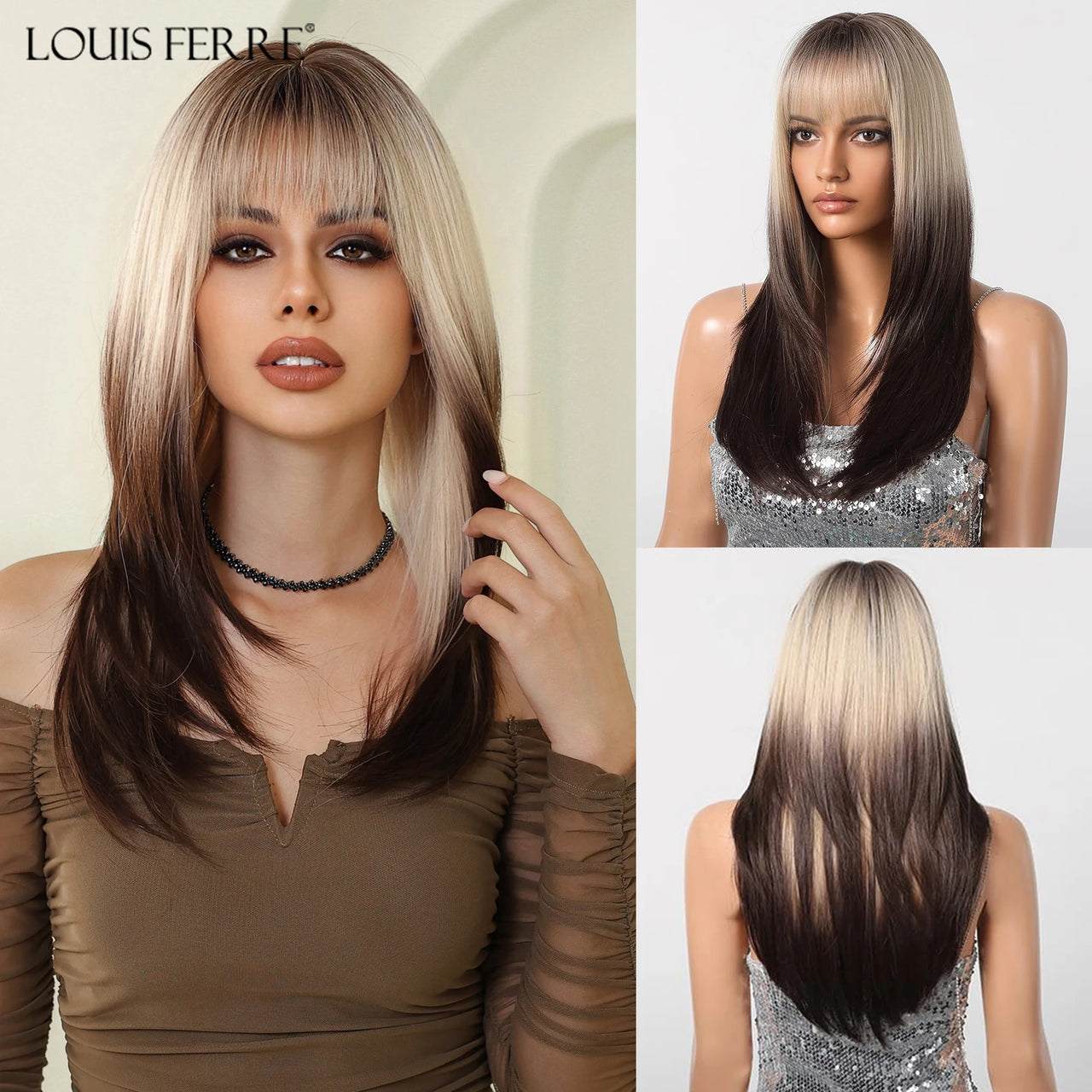 LOUIS FERRE Black Pink Ombre Synthetic