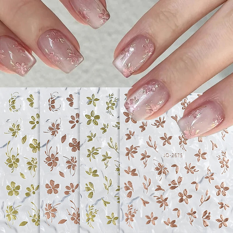 3D Laser Sakura Flower Nail Sticker