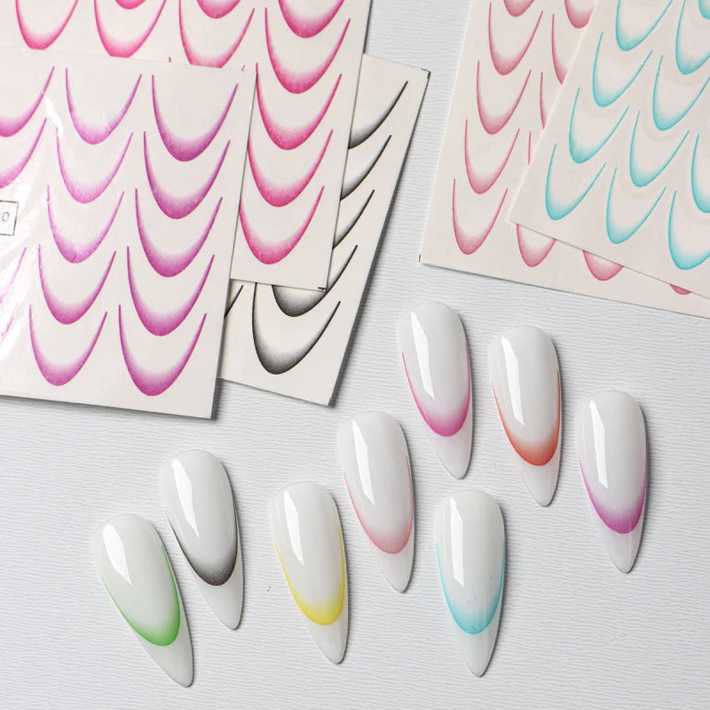 8pcs Gradient French Nail Art Stickers