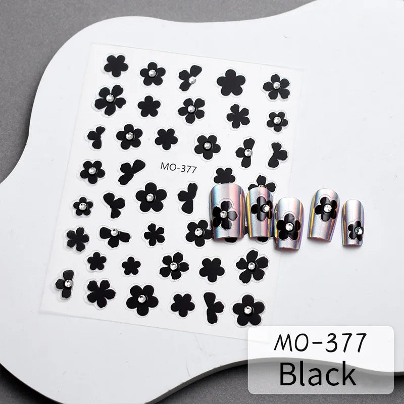 3D Laser Sakura Flower Nail Sticker