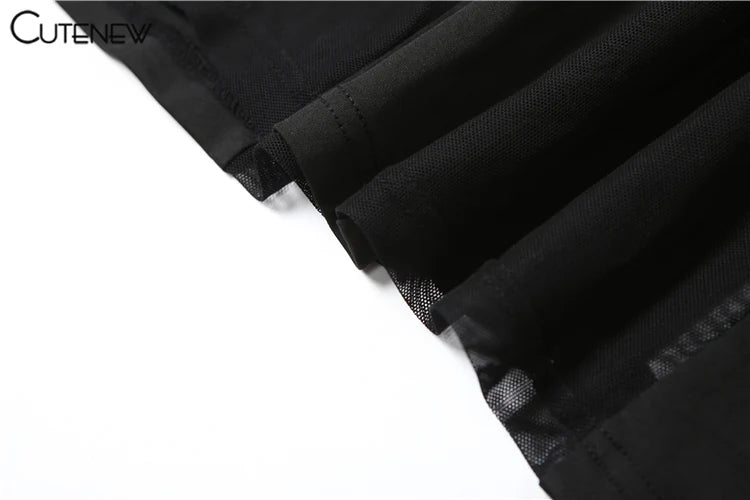 Cutenew Lace Irregular Patchwork Women Dress Sexy Coquette See Through Full Sleeve Maxi Bodycon Lady Stunning Nightout Club Robe