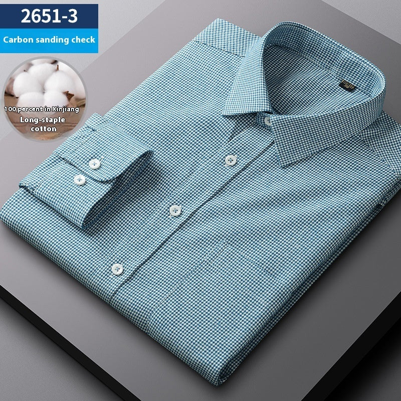 Men's Spring And Autumn Coat Casual Cotton Brushed Plaid Shirt
