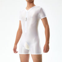 Base Bodysuit Men's Shiny Shiny Silky Tight