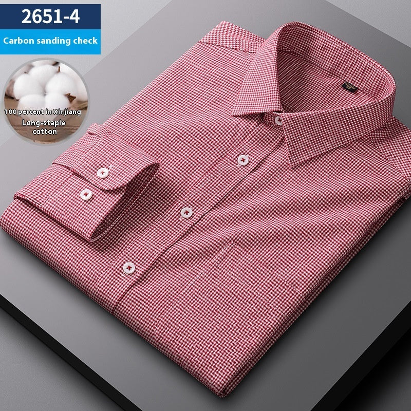 Men's Spring And Autumn Coat Casual Cotton Brushed Plaid Shirt