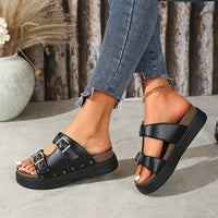 Women's Thick-soled Fashion Double-row Diamond Slippers Vacation Beach Shoes