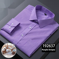 Men's Long-sleeved Plaid Middle-aged Business Square Collar Shirt