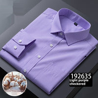 Men's Long-sleeved Plaid Middle-aged Business Square Collar Shirt