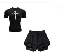Men's Marathon Track And Field Lining Fake Two Pieces Training Quick-drying Shorts