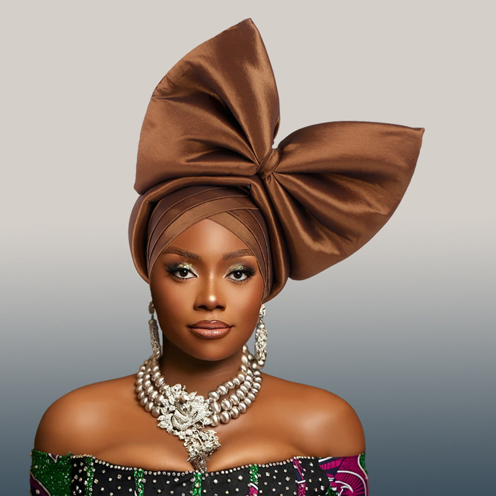 African Headdress Wedding Big Bow Tam-o'-shanter Baotou
