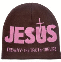 Jacquard Brimless Knitted Hat Letters Autumn And Winter Wool Sleeve Cap