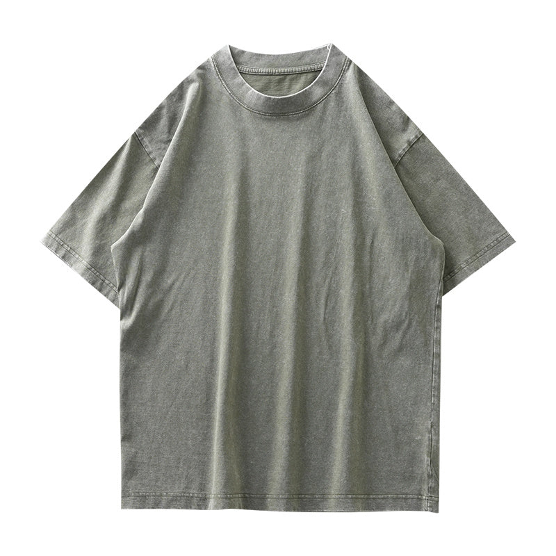 Washed And Worn Heavy Cotton T-shirt Men's Short Sleeve