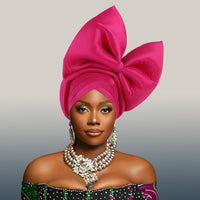 African Headdress Wedding Big Bow Tam-o'-shanter Baotou