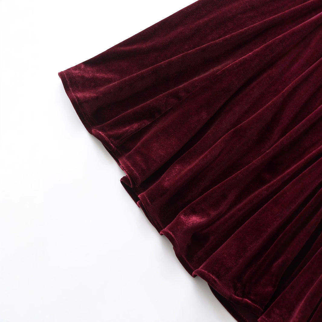European And American Fashion Velvet Temperament Wave Skirt