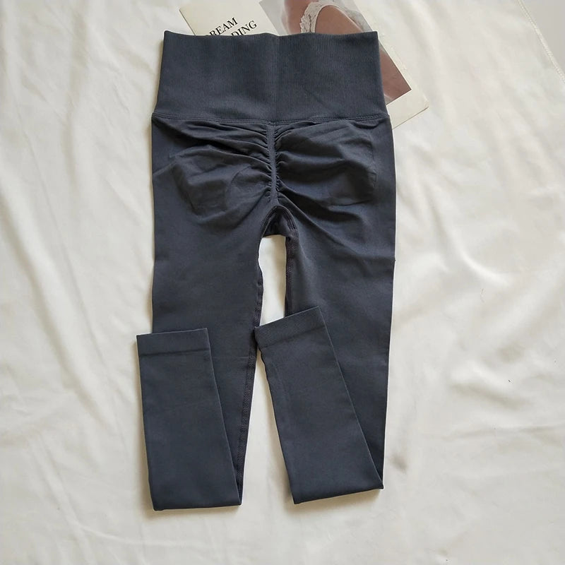 Seamless Sport Yoga High Waist Pants Leggings Sport See Through Yoga Gym Running Quick Dry Pants Scrunch Butt Pants