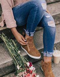 Casual shoes round toe hollow size women's shoes