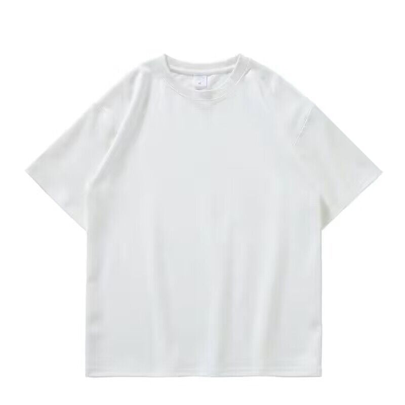 Heavy T-shirt Pure Cotton White 350 Cotton Thickened Thread Neckline Short Sleeve