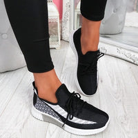 Leopard color matching lace up casual sports shoes