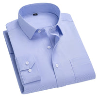 Men's Long-sleeved Plaid Middle-aged Business Square Collar Shirt