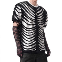 Special-interest Design Hollow Cut Bone T-shirt