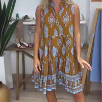 Women's Shirt Collar Sleeveless Long Dress