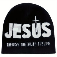 Jacquard Brimless Knitted Hat Letters Autumn And Winter Wool Sleeve Cap