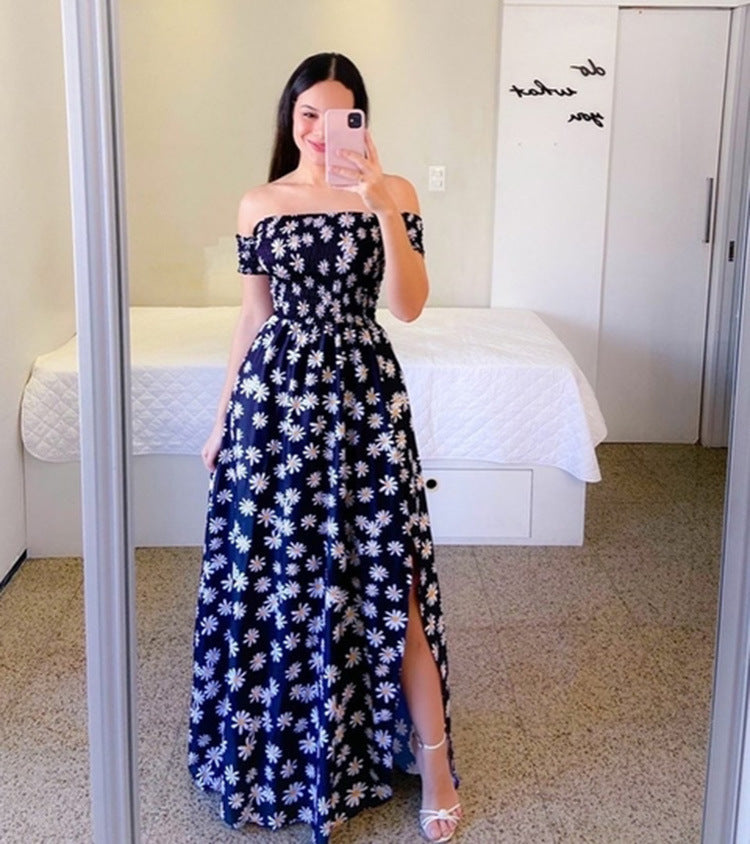 Off-shoulder Printed Butterfly Rainbow Dress