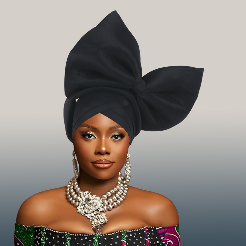 African Headdress Wedding Big Bow Tam-o'-shanter Baotou
