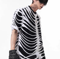 Special-interest Design Hollow Cut Bone T-shirt