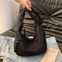 Washed Wrinkled Nylon Shoulder Travel Messenger Bag