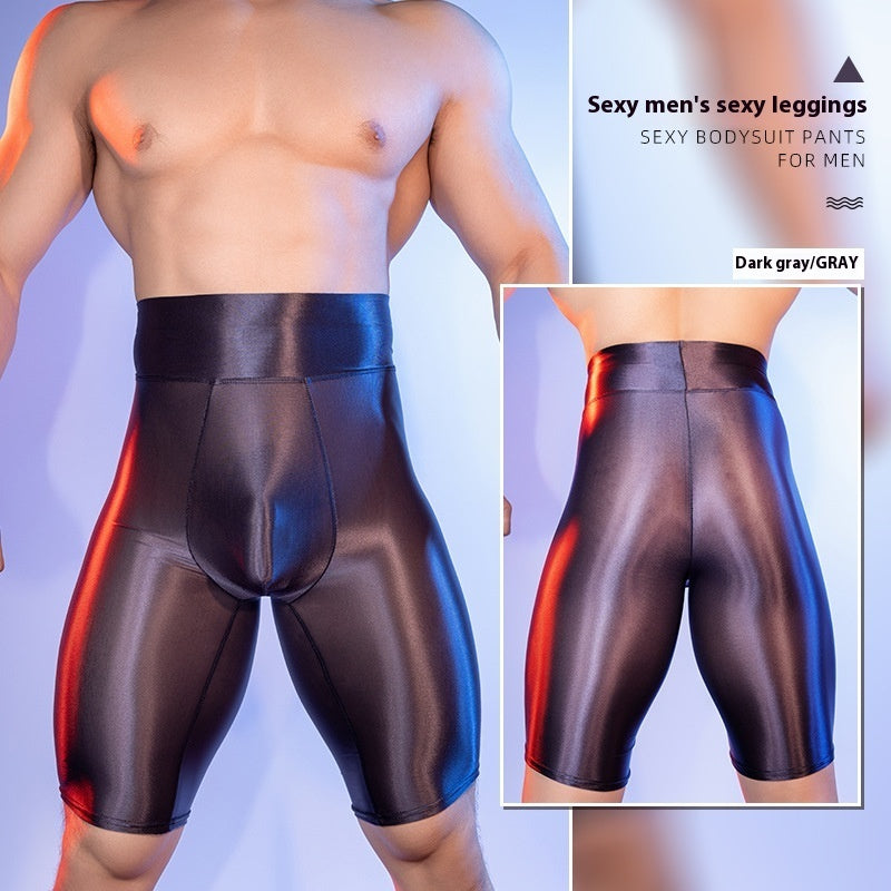 High Elastic Lightweight Breathable Shiny Silky Plastic Leg Belly Contracting Men's Underwear