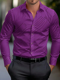 Business Men's Diagonal Striped Shirt Casual Plus Size