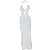 Hot Girl Close-fitting And Slim-fitting Pure Color Halter Sling Dress