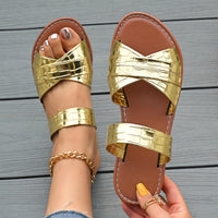 Plus Size Slippers Cross-strap Flat Slippers