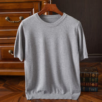 Men's Short-sleeved T-shirt Korean-style Trendy Round Neck Half-sleeve Sweater