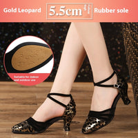 Women's Rubber Sole Latin Dance Shoes Mid Heel