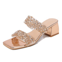 Bohemian Fashion Rhinestone Slippers Korean Style Platform High Heel