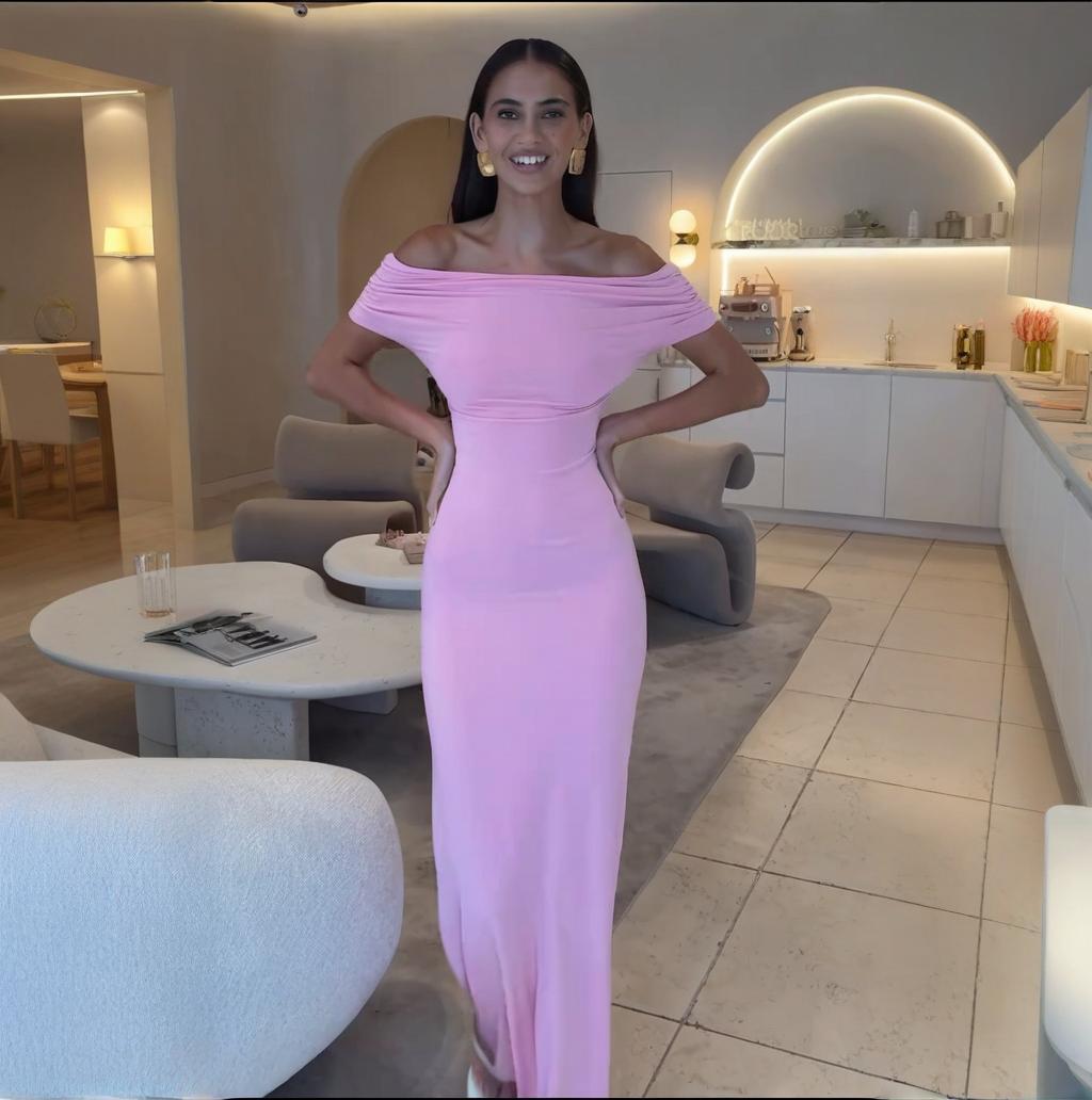 French Style Off-shoulder Shoulder-baring Sexy Temperament Waist-tight Dress Women