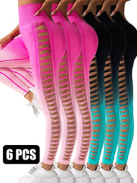 6PACK Gradient Butterfly Cutout Long Pants